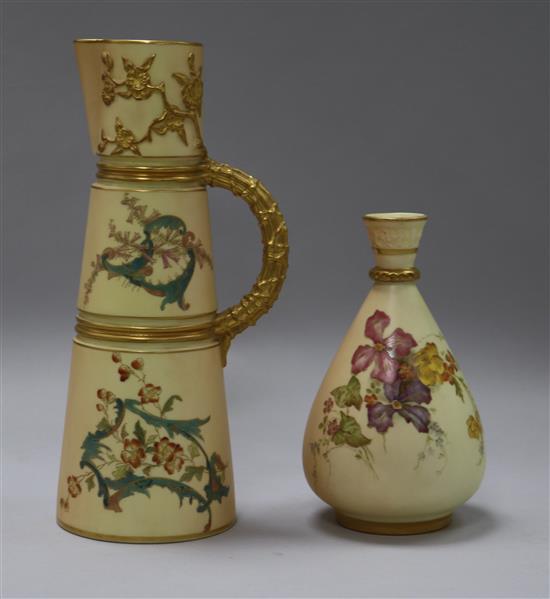 Royal Worcester blush vase and jug Tallest 23cm